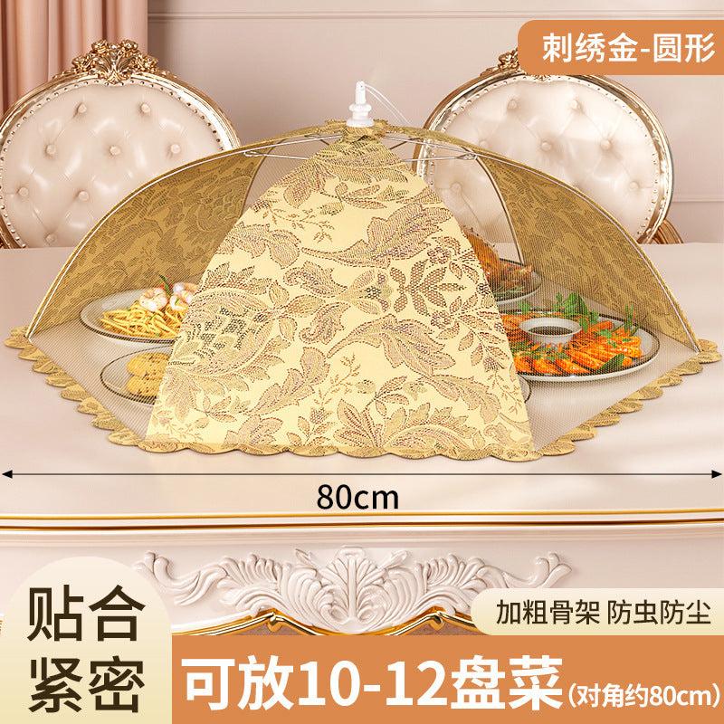 New foldable food cover for home use - multi-purpose tabletop lid for leftovers, multi-layer design, mosquito and fly protection