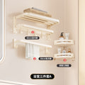 Towel rack without punching bathroom storage rack bathroom double towel bar toilet wall-mounted milky white bath towel rack