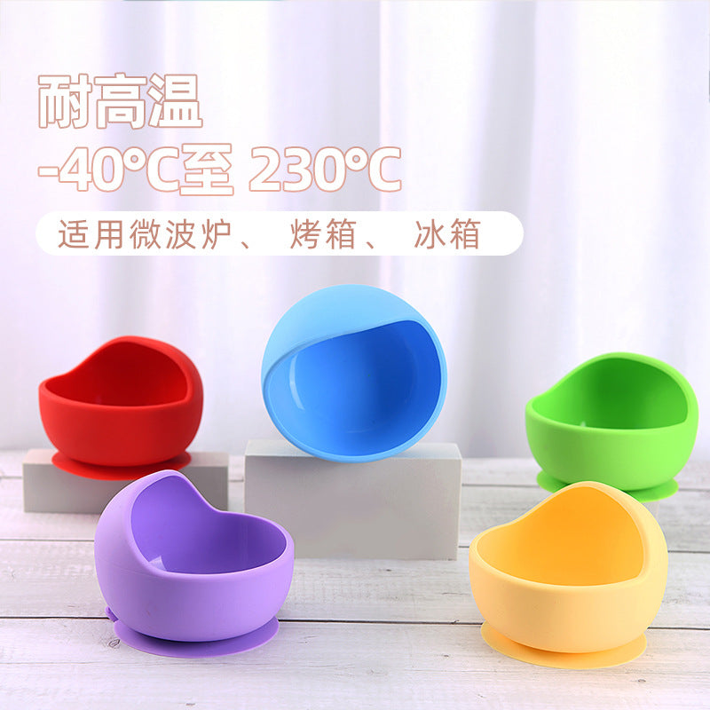 Cross-border supply Children's silicone dinner plates Eating complementary food bowls Anti-drop suction cups Feeding tableware Forks and spoons Silicone bowl sets
