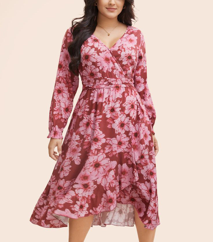 New  export style plus size red dress for curvy women - hot seller on  &  cross-border e-commerce