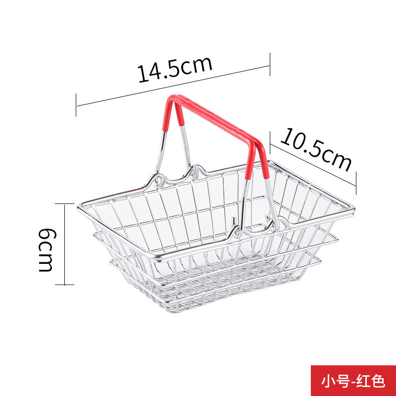 Cross-border  wrought iron simulation shopping basket household cosmetics sundries storage decorative shelf shooting props