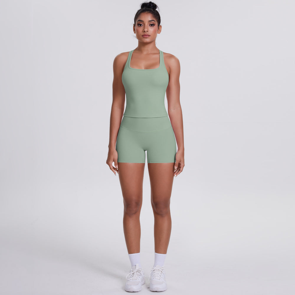 Cloud-feel brushed outdoor casual running yoga clothes, quick-drying, beautiful back, hip-lifting, tight shorts, sports and fitness clothes suit