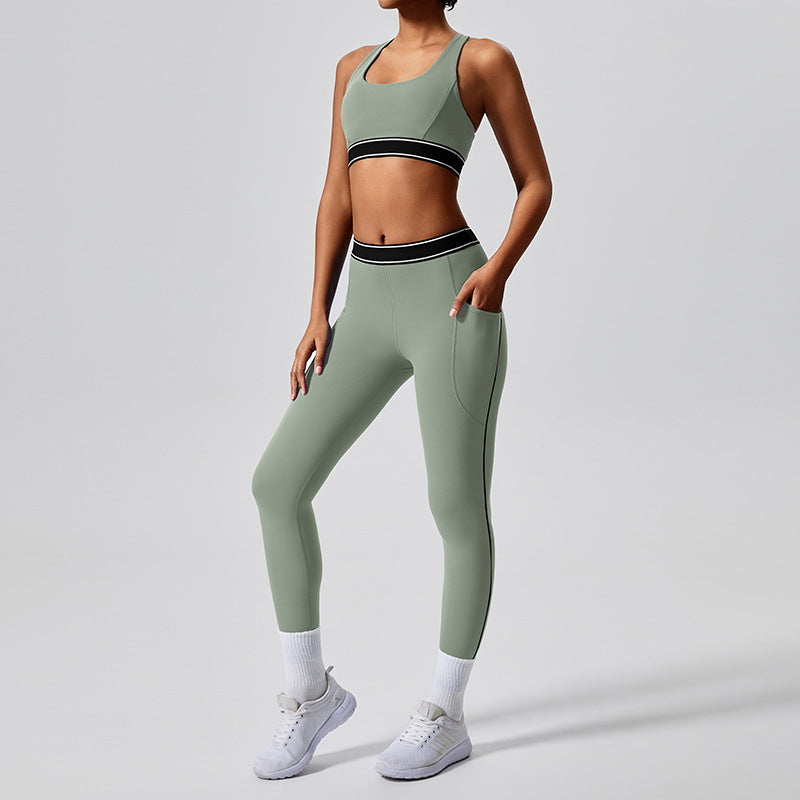 new arrival with chest pad elastic fitness fashion yoga clothes two-piece set women's pilates sports yoga clothes suit