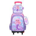 New 3d leather elementary school nylon fabric three-piece set kids' trolley backpack foreign trade lunch bag factory in stock