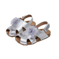 Vancahao niche style design fish mouth birkenstock shoes  summernew arrivalgirl small flower cork sandals beach shoes