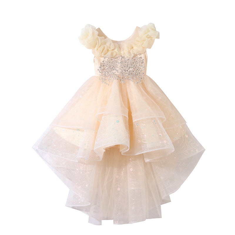 Girls' formal dresses flower girl wedding dresses train gowns birthday piano recital runway stunning dresses children's princess dresses