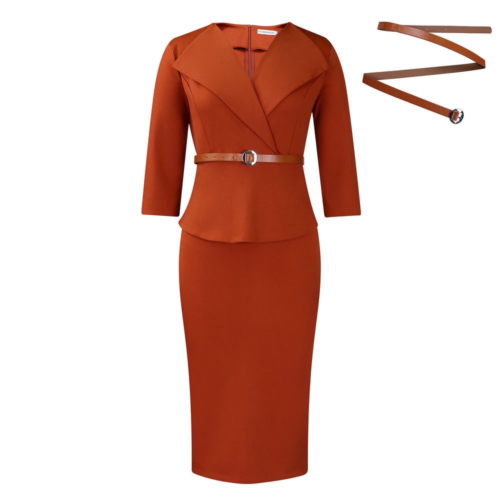 D542export african fashion big lapel waist ol elegant elegance hip cover pencil skirt cross-border dress