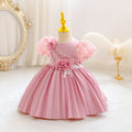 Ready-to-ship baby girl's evening gown, featuring delicate lace and a princess silhouette. perfect for model photoshoots, piano recitals, and special occasions