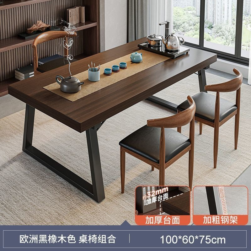 Solid wood color tea table and chair combination, one table and five chairs, tea table, new chinoiserie negotiation office large board tea table, coffee table