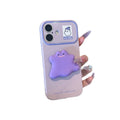 Suitable for iphone 18 purple little monster holder mobile phone case apple 17pro ghost sticker cute protective cover