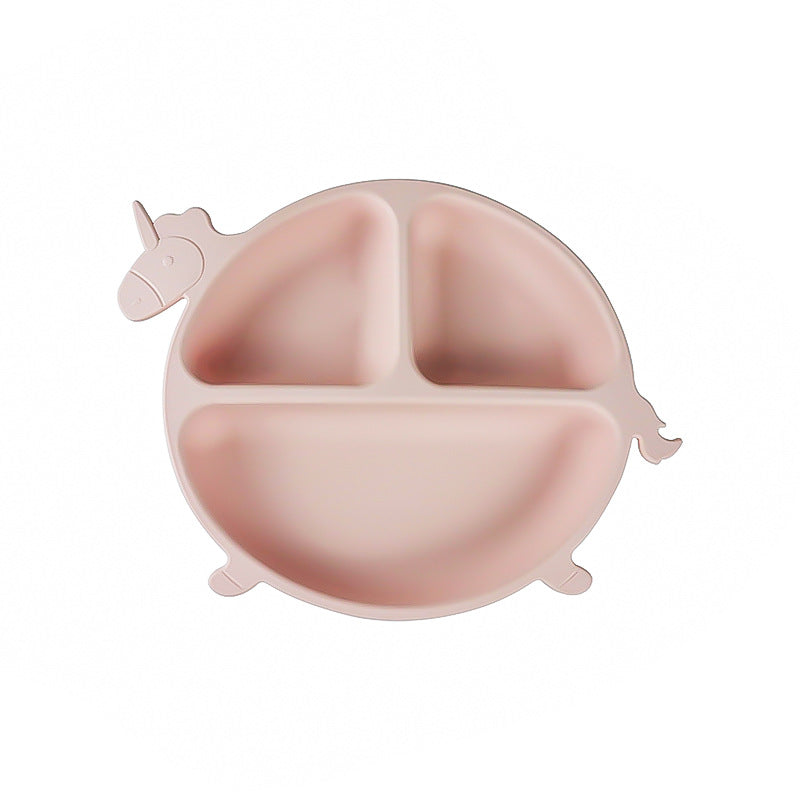 Children's silicone grid suction cup, dinner plate, integrated baby feeding, baby complementary food tableware, maternal and infant products customization