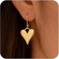 Brass real gold plated fashion retro trendy three-dimensional heart big heart pendant earrings cross-border hot selling earrings