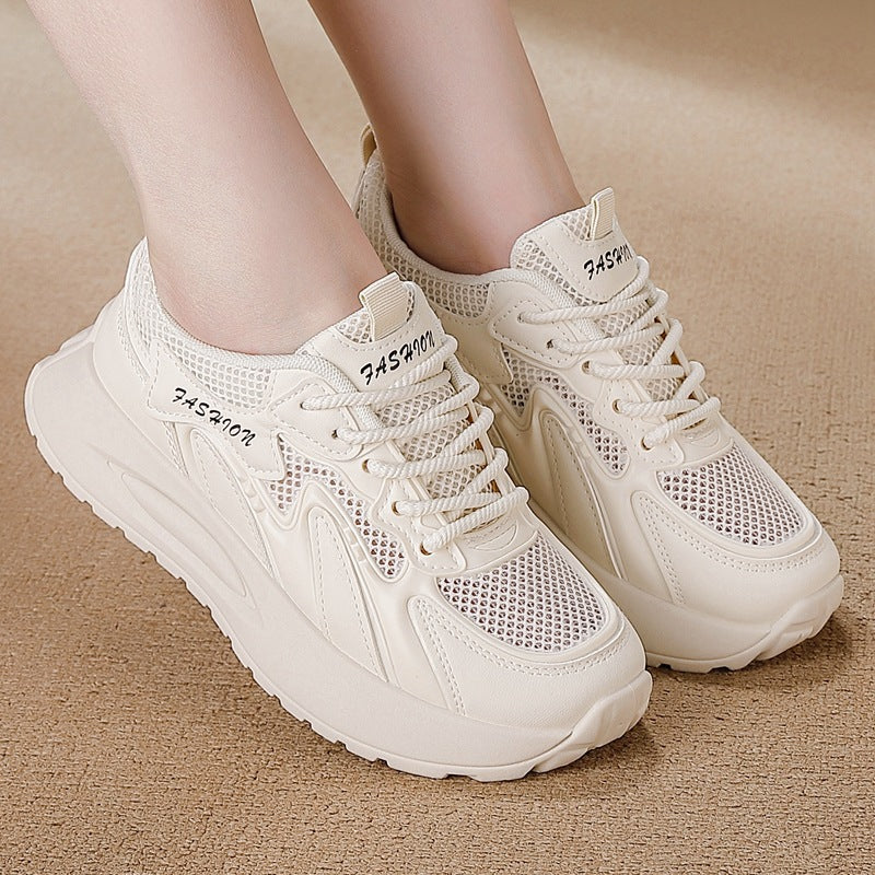 Plus size cross-border spring women's shoes new arrival breathable mesh sneakers k-style thick solecasual soft bottom running dad shoes