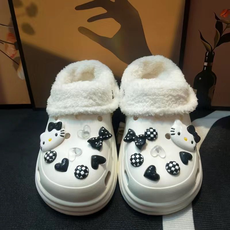 2025 croc shoes cotton slippers fleece-linedheattechpopularfashioneasiest for match indoor heightening eva casualoutwear cotton slippers