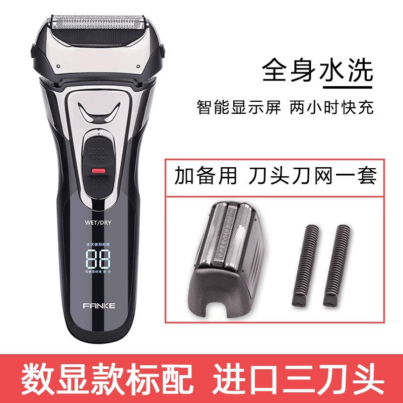Men's reciprocating shaver electric floating triple blade head full body washable quick charge shaving razor set