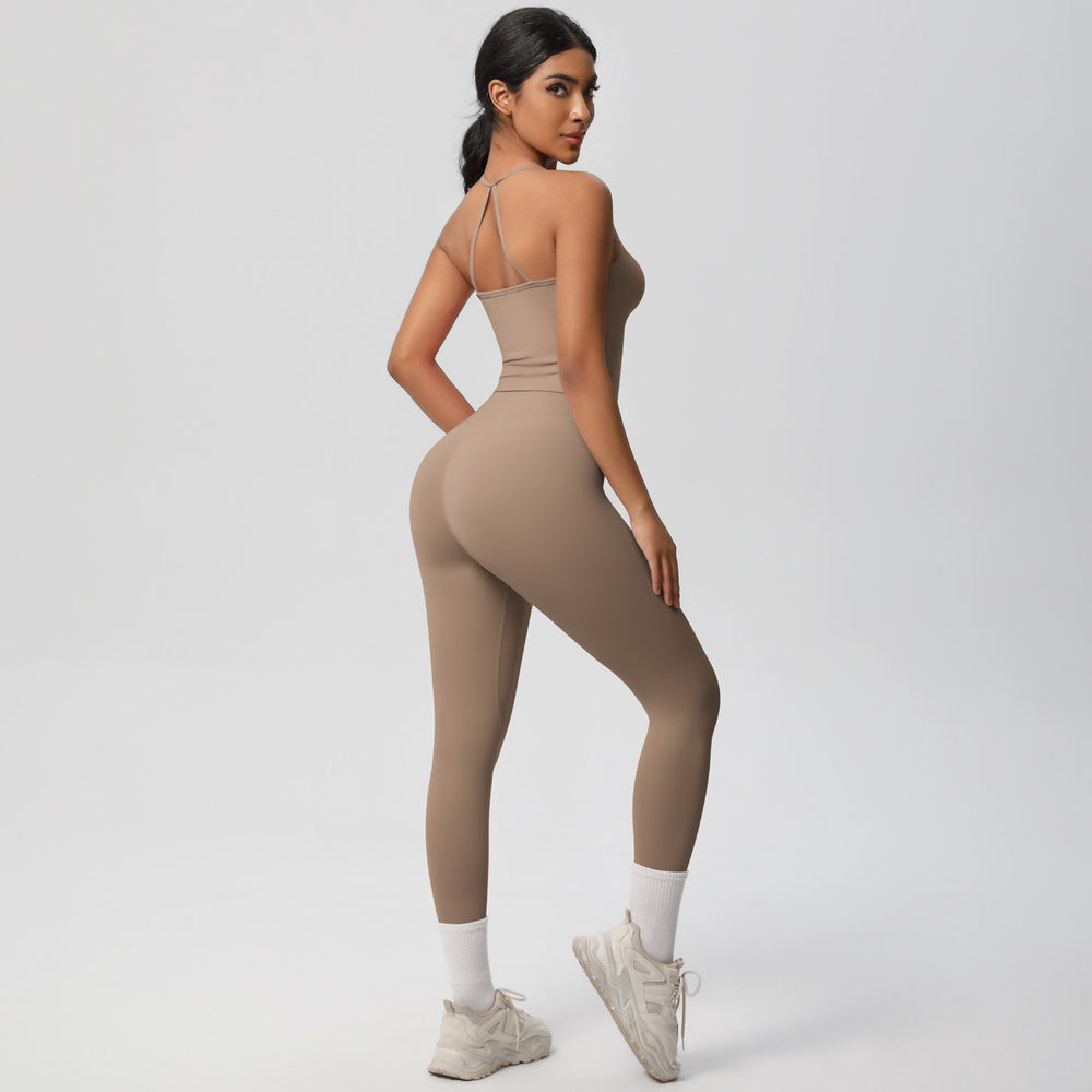 European and american nylon brushed quick-dry yoga outfit sexy backless tight sports bra set outdoor running fitness apparel
