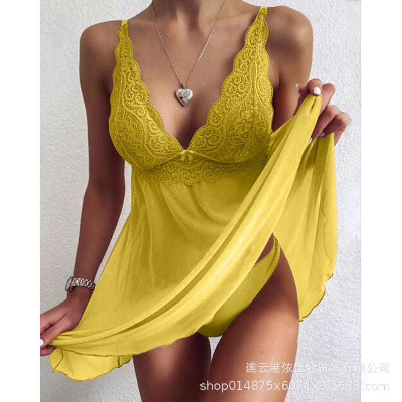 Export sexy women's dress breathable mesh lace sexy nightgown women's sexyintimates party pajamas