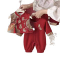 Spring autum jumpsuit baby clothes baby full moon first birthday banquet red festive national style khaki new year anxi crawling suit