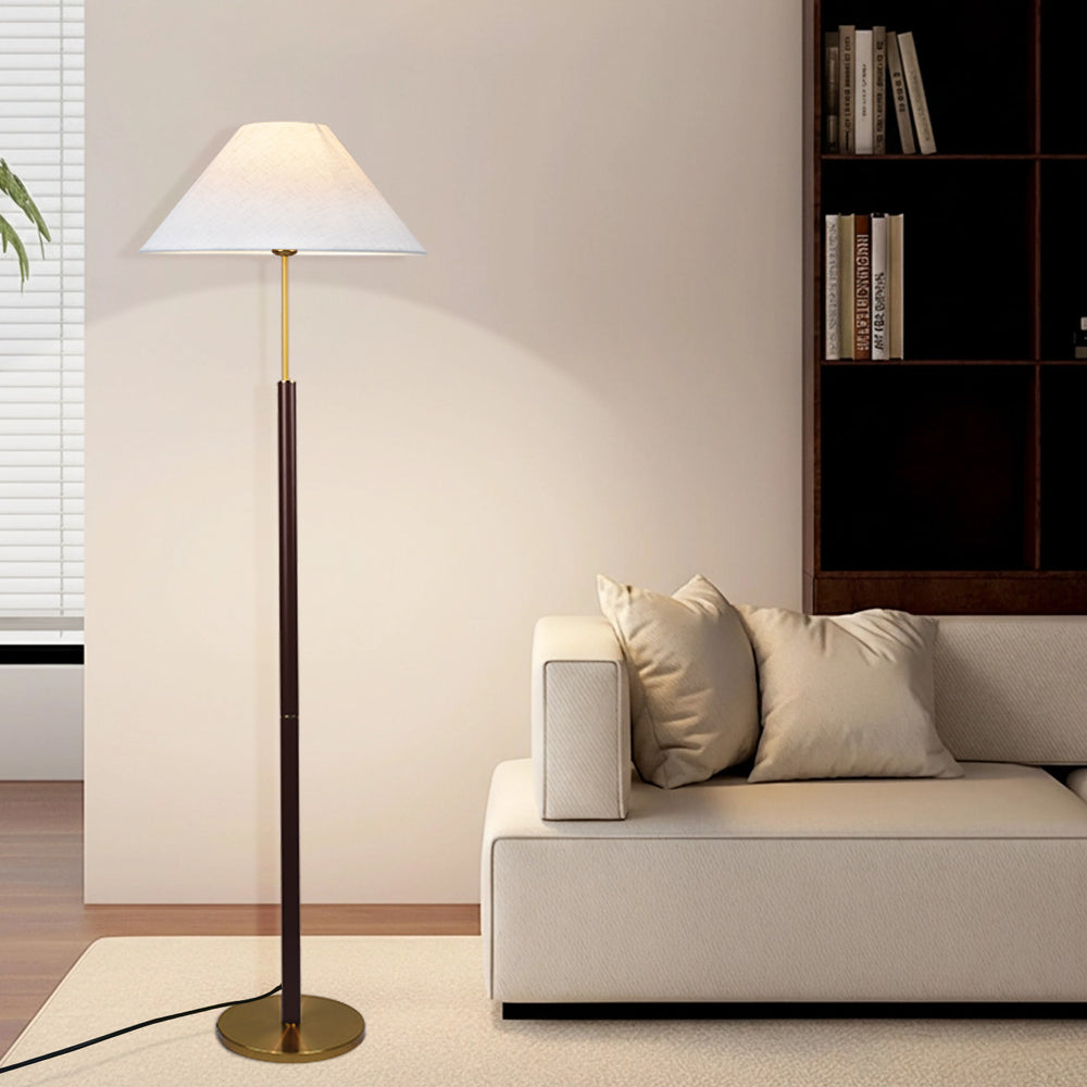 Modern minimalist floor lamp - stylish decorative lighting for living room, sofa side, study, bedroom, and bedside. fabric lampshade, upright design