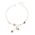 Wholesale necklace accessories: european & american style, cross-border star & moon pendants, women's niche light luxury, high-end paperclip clavicle chains
