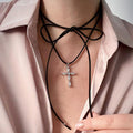 European and american cross-border jewelry: unique rope chain heart pendant, niche star butterfly necklace, diamond-studded cross pendant necklace for women