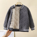 New winter quilted silk-padded baseball jacket: thickened, wearable as outerwear or inner layer, perfect for school uniforms, warm and cozy for boys and girls