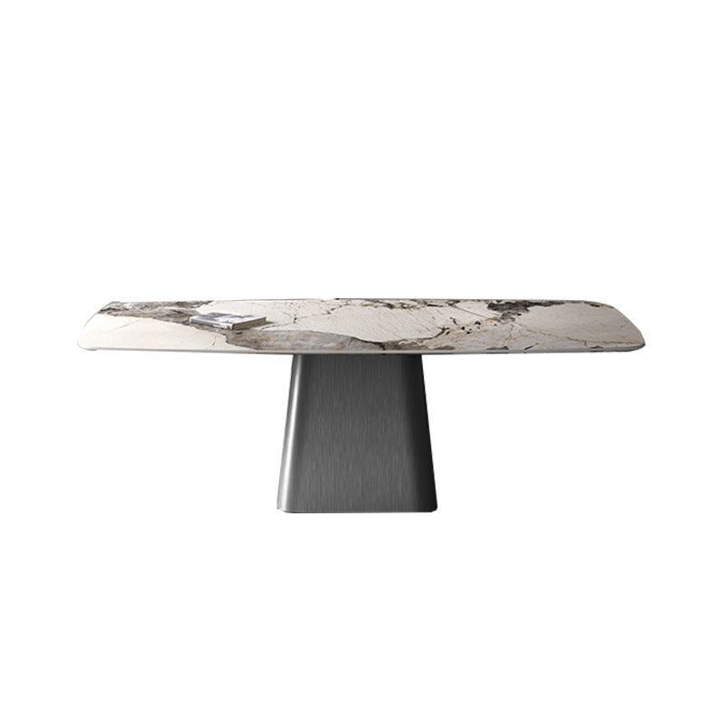 Modern minimalist small apartment home designer pandora dining table and chair set with rock slab dining table