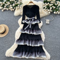 Miya pleated dress - women's  new arrival: high-end tie-waist gradient ruffle pleated maxi dress