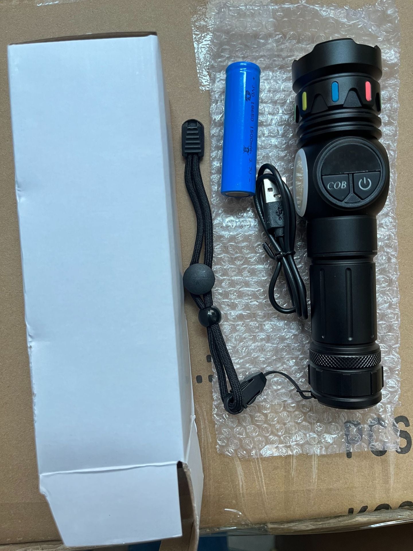 Cross-border white laser strong light flashlight Type-C charging screen display strong magnetic COB side light double switch LED flashlight