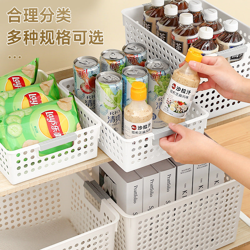 Miscellaneous storage box, household snacks, toys, plastic storage basket, dormitory desktop book storage box