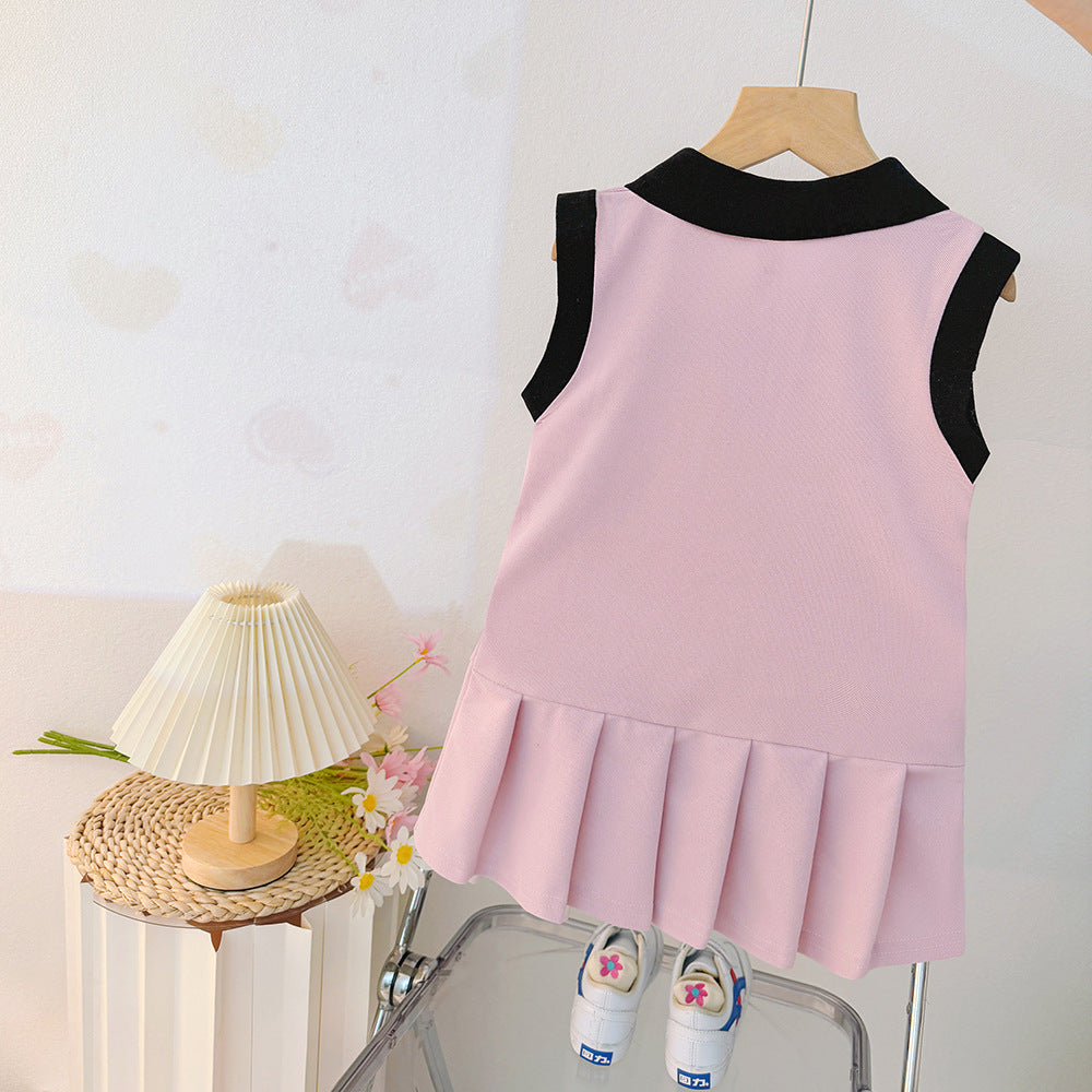 Girls' dress  new korean style children's polo dress casual chic fashionable sweet girl's skirt