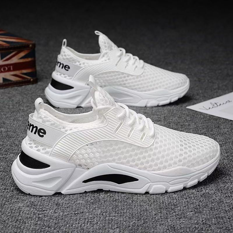 2025 new winter men's breathable lightweight single mesh hollow-out mesh sports running casual mesh shoes - trendy men's sneakers