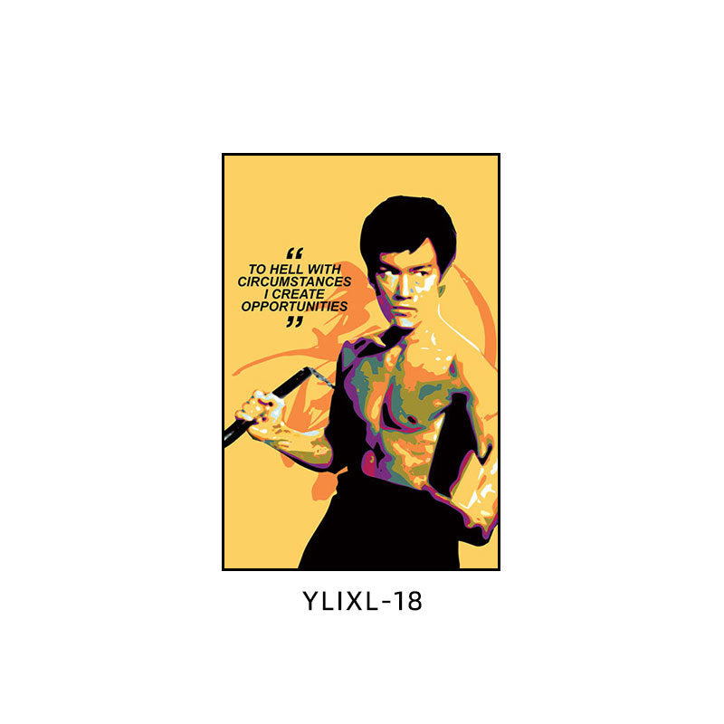Bruce Lee poster decorative painting martial arts boxing gym taekwondo sanda inspirational gym hanging painting bedroom study mural