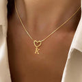 European and american cross-border temu hot-selling 26-letter heart necklace, stainless steel plated with 18k gold, non-fading jewelry