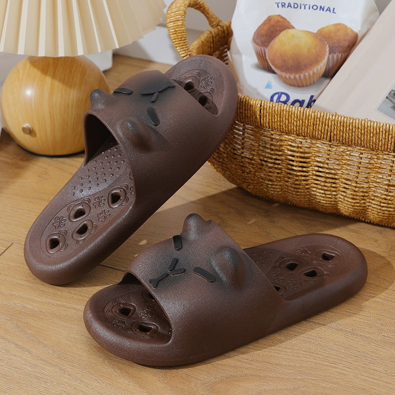 Capybara home waterproof slippers - women's indoor anti-slip soft sole bathroom bath slippers - student sandals
