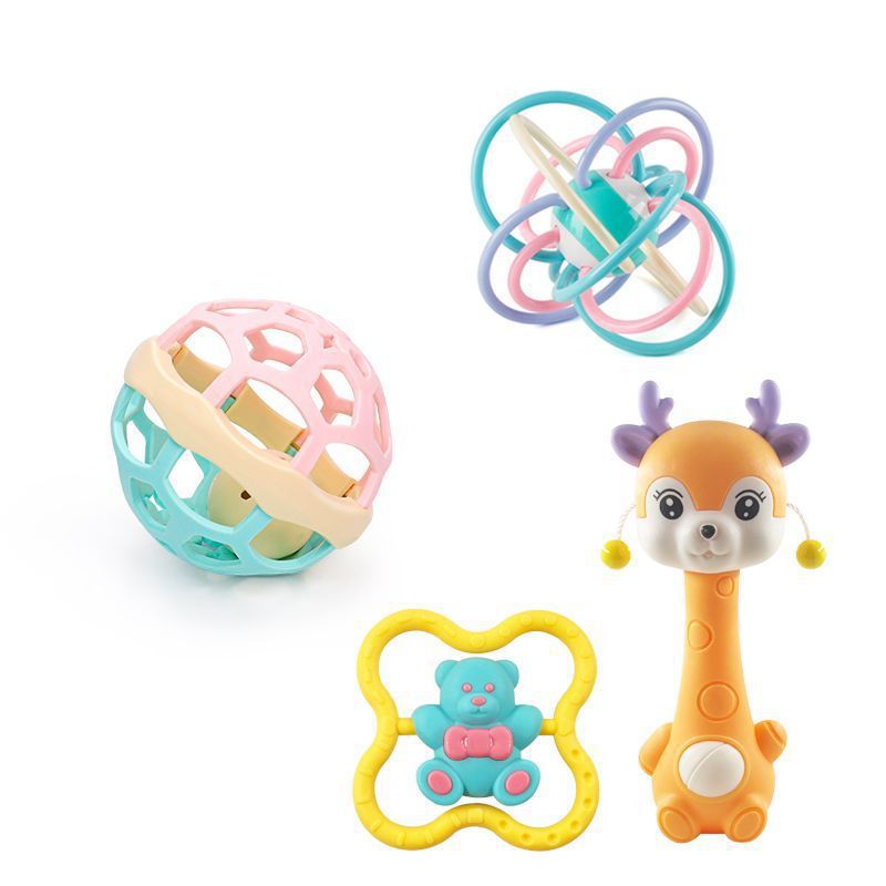 Cross-border  export sika deer toy rattle boiled toothpaste baby Manhattan ball soft glue hand grab ball