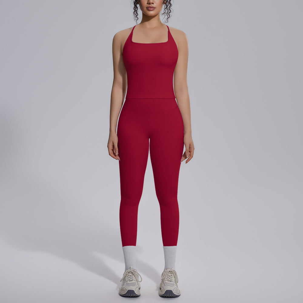 new arrival nude tight-fitting yoga clothes high waist hip lift quick-drying sports beautiful back outdoor running fitness clothes suit