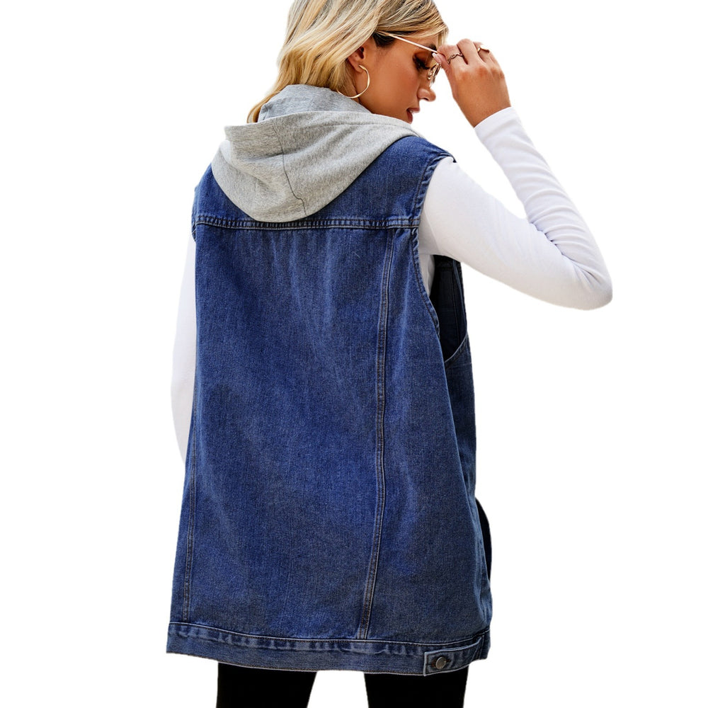 spring new european and american cross-border women's fashion  independent store classic washed denim vest top