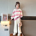 Girls' trendy streetwear sweatshirt,  new style, fashionable single-piece top, jacket, stylish spring and autumn outerwear for older girls, influencer-approved