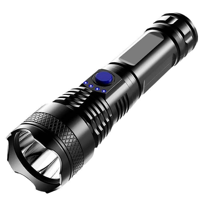 Cross-border new LED strong light USB charging strong light fixed focus long-range outdoor flashlight power display household flashlight