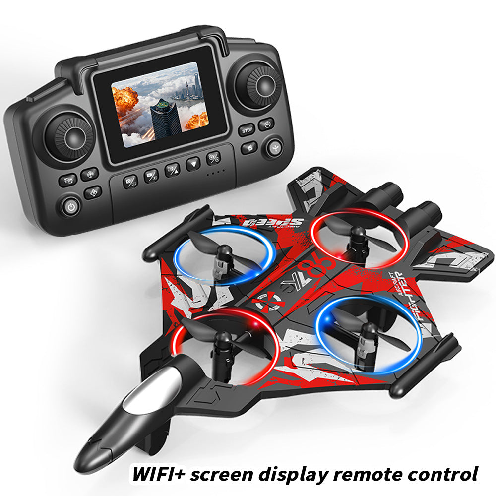 yl86 screen-controlled combat drone with light stunts, four-rotor circling, fixed height, and crash-resistant aircraft toy