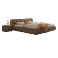 Popular solid wood bed leather bed double bed cream style master bedroom large bed cream style light luxury modern casual puff bed