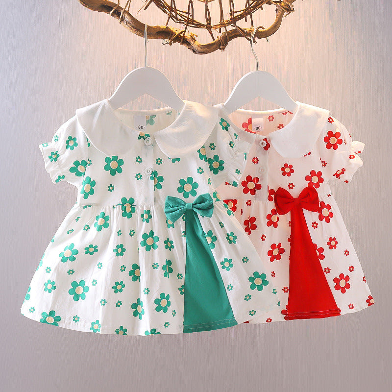 Korean children's summer new arrivals: floral short-sleeve dress - korean style princess sweet floral dress for baby girls