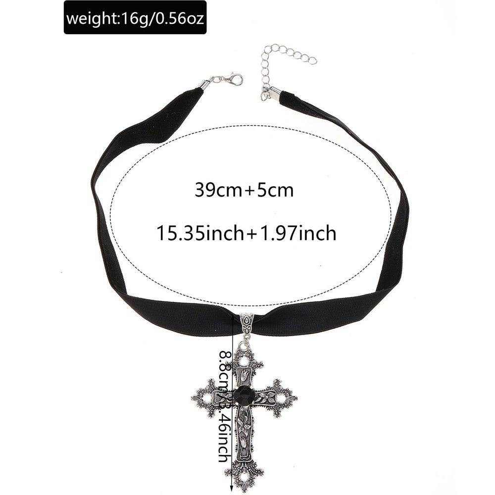 Gothic cross necklace wholesale - cross-border hot seller - unique & edgy hollow floral fabric choker necklace