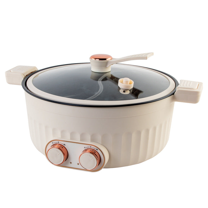 Yuanyang electric hot pot for home electric cooking pot multi-function all-in-one double switch large capacity electric non-stick small electric pot cross-border