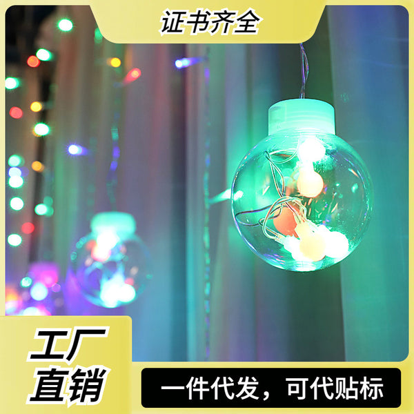 Manufacturer wholesale round ball curtain light led light string Christmas lights colorful lights holiday lights living room decorative lights wishing ball lights