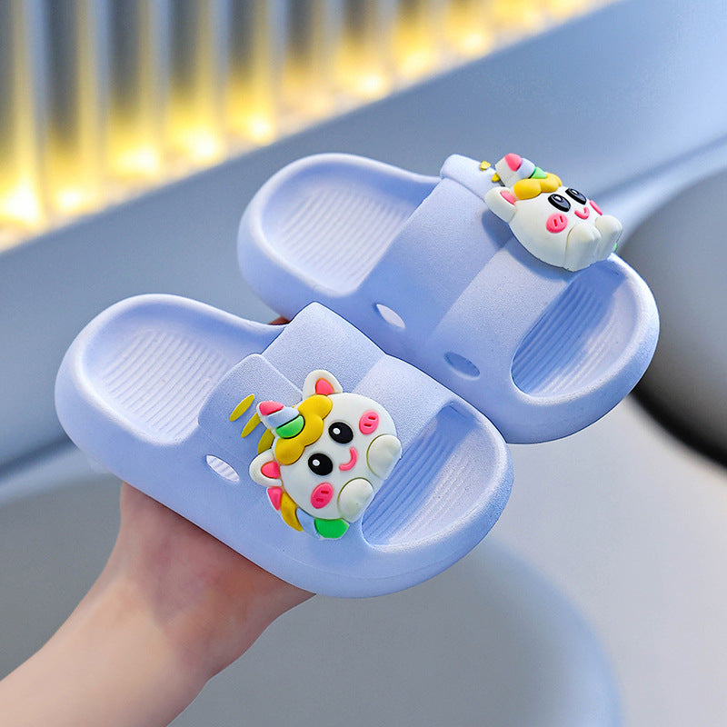 Kids' cartoon bath slippers - non-slip, indoor, summer, soft sole, cute slides for boys and girls