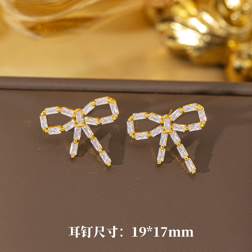 fashion elegant four-leaf clover earrings personalized zircon flower classy earrings niche styleaccessible luxurynew arrival earrings