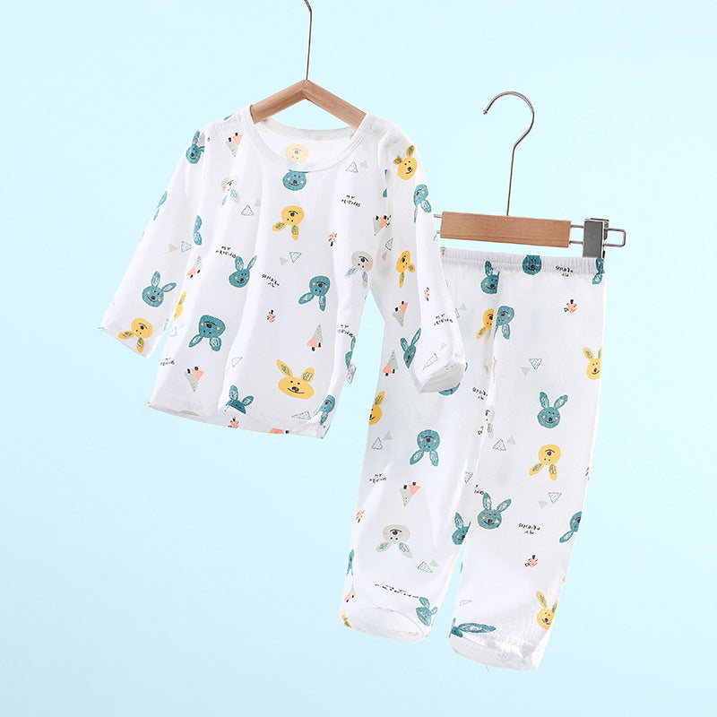 Kids' summer pajamas - lightweight long sleeve cotton set for toddlers, boys, and girls - baby loungewear, perfect for air conditioning