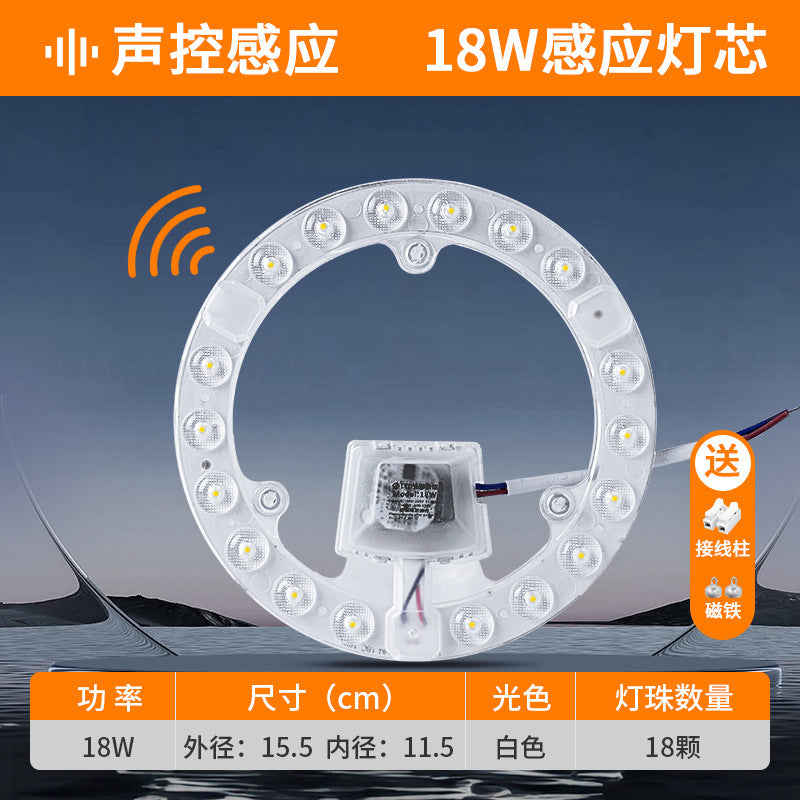 Sound and light control led radar human body sensor ceiling lamp module property corridor renovation lamp panel lamp panel voice control wick